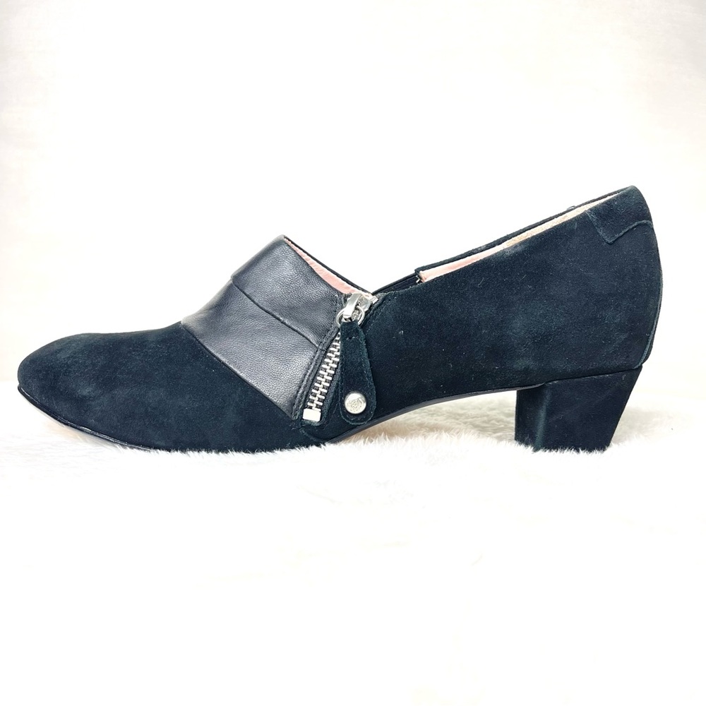 Taryn Rose Black Suede Shoes | Zip Up Bootie Low Heel Pumps | Size 9 - Picture 3 of 11